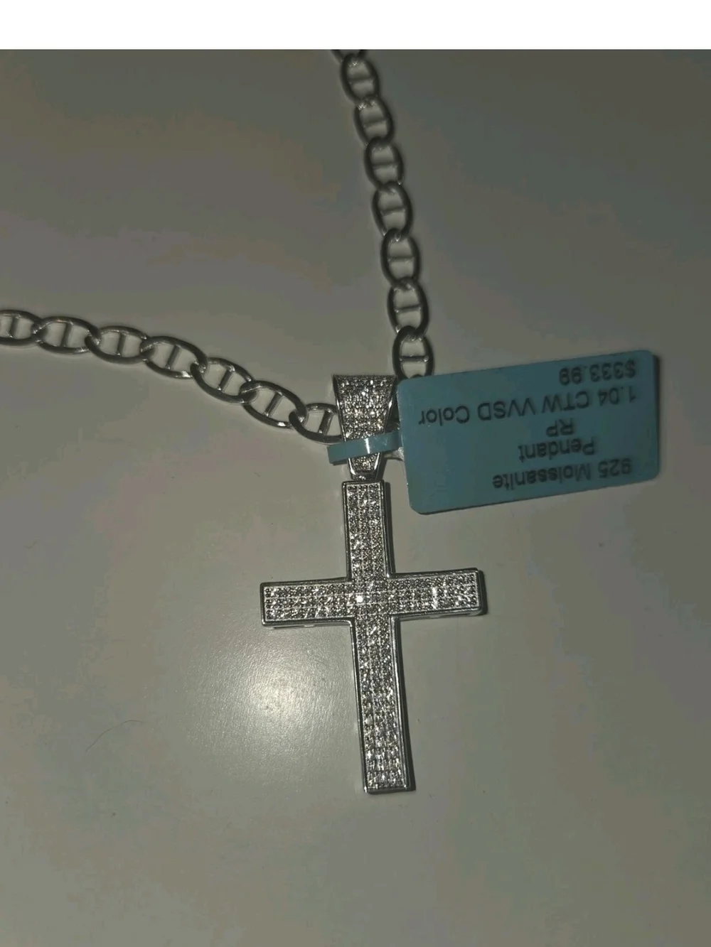 925 Sterling Silver 22in 5.2mm Mariner 7in 4.4mm Bracelet And Mossinate Cross